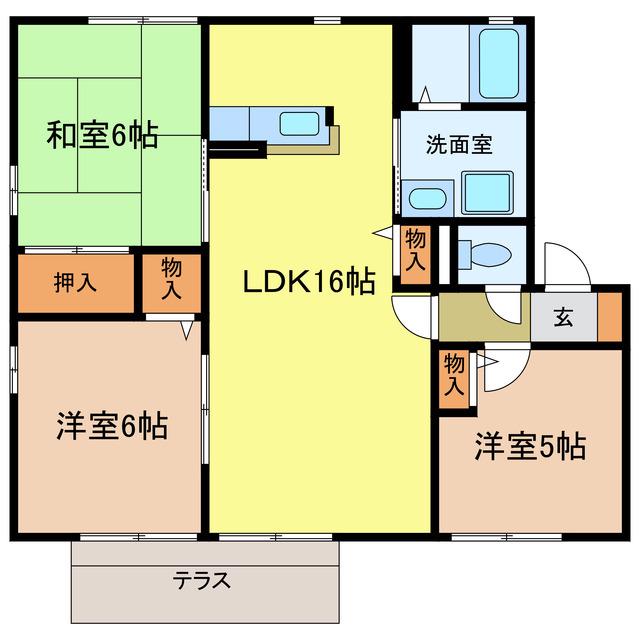 ローズガーデン(3LDK/1階)の間取り写真