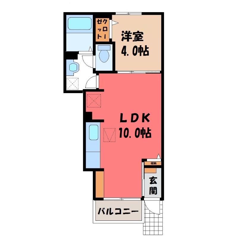 メゾンドソレイユIII(1LDK/1階)の間取り写真