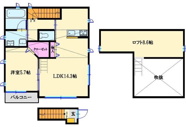 ドレミ&ソラ(1LDK/2階)の間取り写真