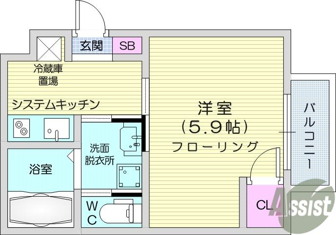 SENTOGRACE1(1K/1階)の間取り写真