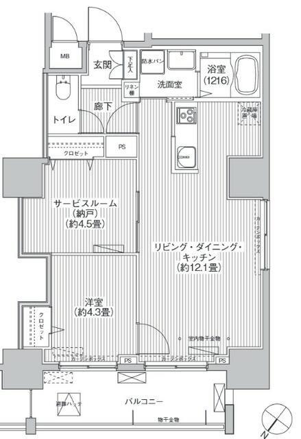 グランデュール富士(1SLDK/7階)の間取り写真