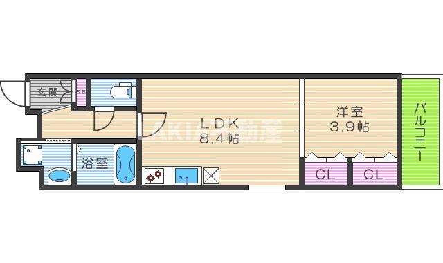 オルフェア上本町VII番館(1LDK/8階)の間取り写真