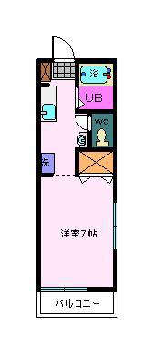 ゆりの木ハイツ(1K/2階)の間取り写真