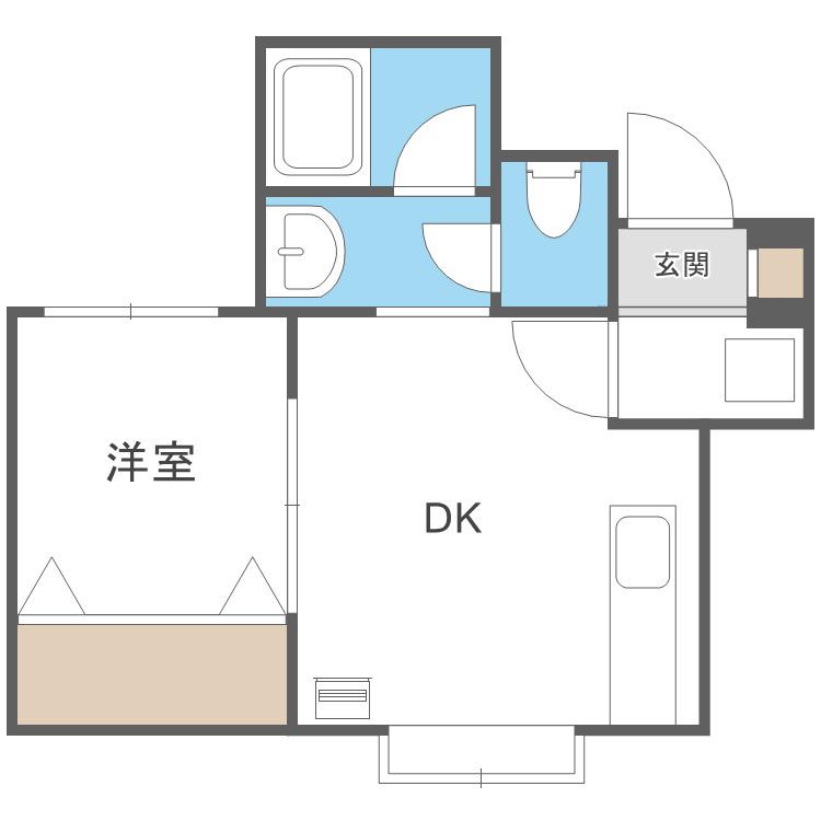 サンコート元町(1DK/1階)の間取り写真