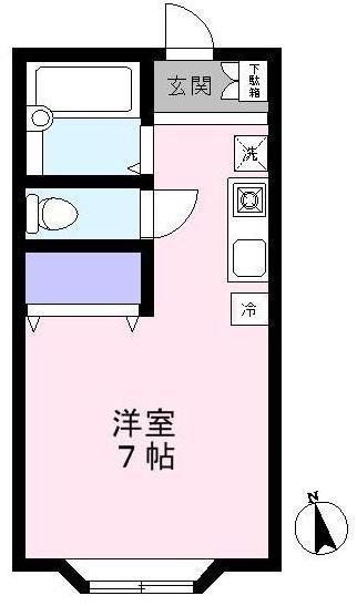 みはるハイツ(ワンルーム/1階)の間取り写真