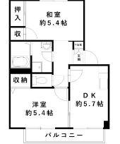 サザン五葉A(2DK/2階)の間取り写真