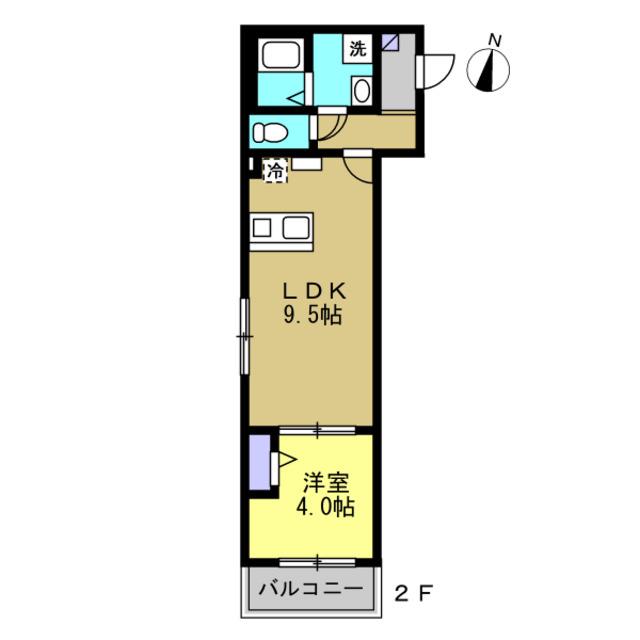 BEST STAGE大間2丁目I(1LDK/3階)の間取り写真