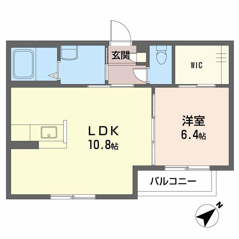 メロディ・ハートB棟(1LDK/1階)の間取り写真