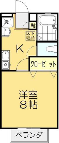 ダンディライオン西市 A棟(1K/1階)の間取り写真