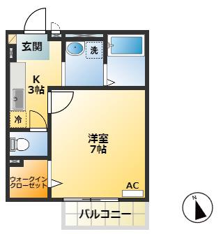 リヴェールメゾン(1K/1階)の間取り写真