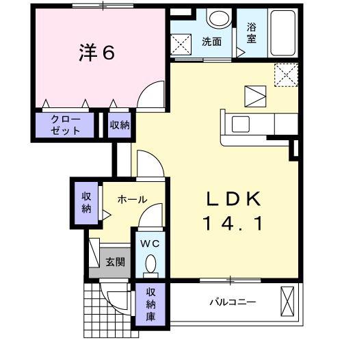 ベル・シャンレザン(1LDK/1階)の間取り写真