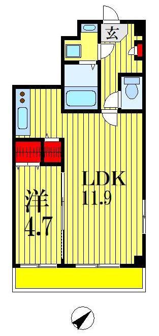 エミグラント(1LDK/5階)の間取り写真