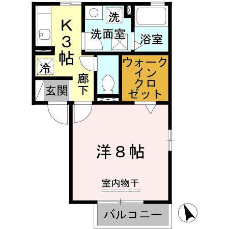 ジュネス駅南(1K/1階)の間取り写真