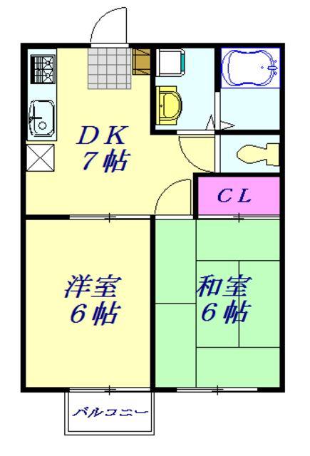 アメニタット(2DK/2階)の間取り写真