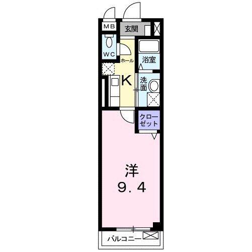 セレノ武庫川(1K/2階)の間取り写真