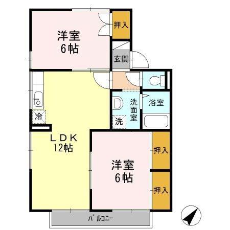 セジュールMB棟(2LDK/2階)の間取り写真