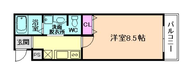 ノイヴェル野里(1K/2階)の間取り写真