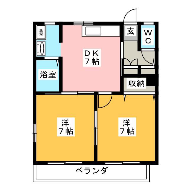 ディアス中村A(2DK/2階)の間取り写真