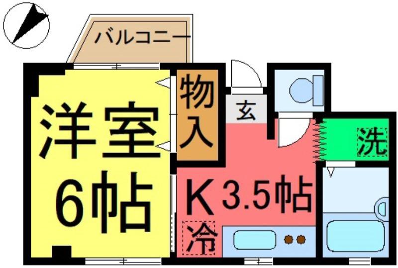 コーポ関口(1K/3階)の間取り写真