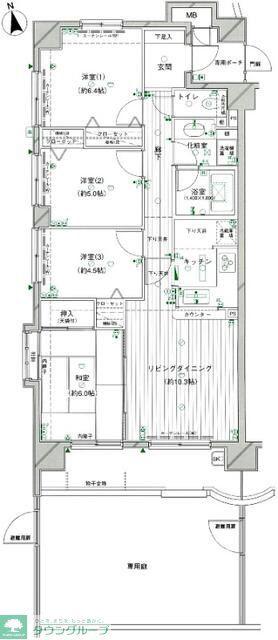 ダイアパレス北松戸(4LDK/1階)の間取り写真