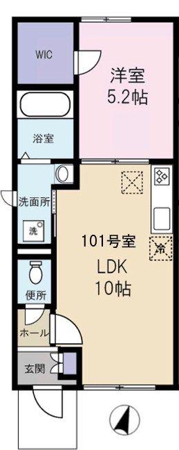 プリムローズ(1LDK/1階)の間取り写真