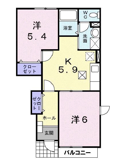 コーポラスN・A(2K/1階)の間取り写真