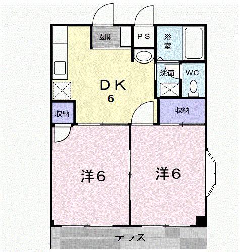 ファミールまどか(2DK/1階)の間取り写真