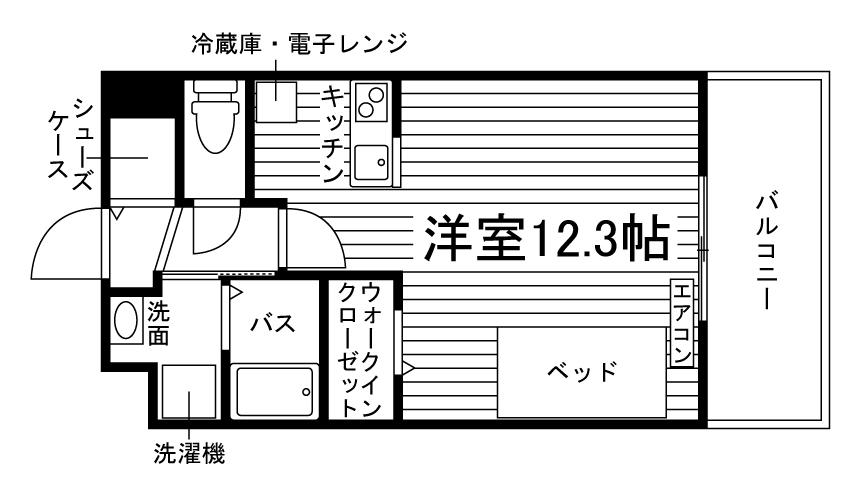 佐賀鍋島3丁目学生マンション(1K/1階)の間取り写真