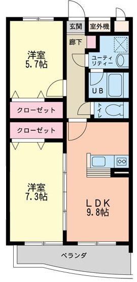 グランセイスシエロ(2LDK/1階)の間取り写真