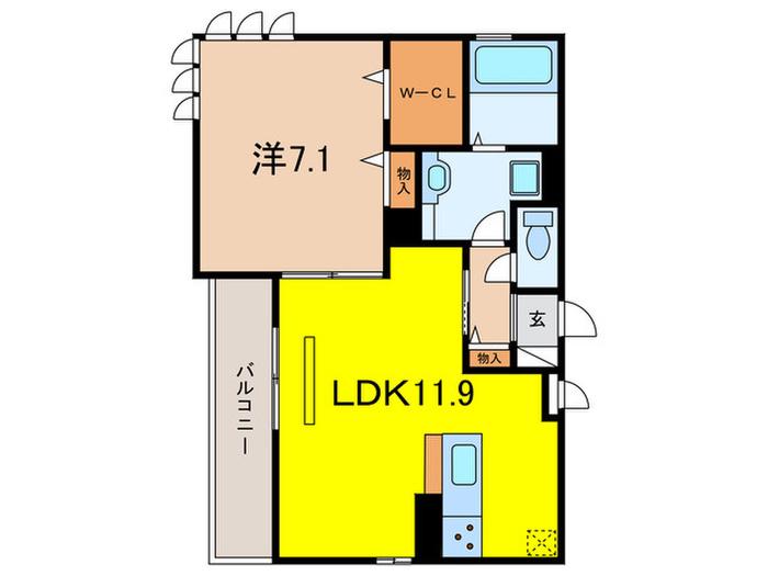 グレイスコート住吉本町(1LDK/3階)の間取り写真