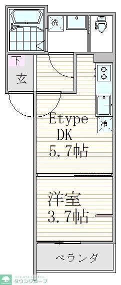 フォーサイト千葉寺(1DK/2階)の間取り写真