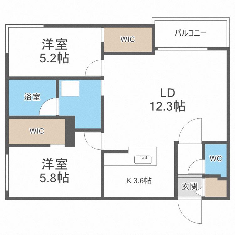 CG HOMES 南11条(2LDK/4階)の間取り写真