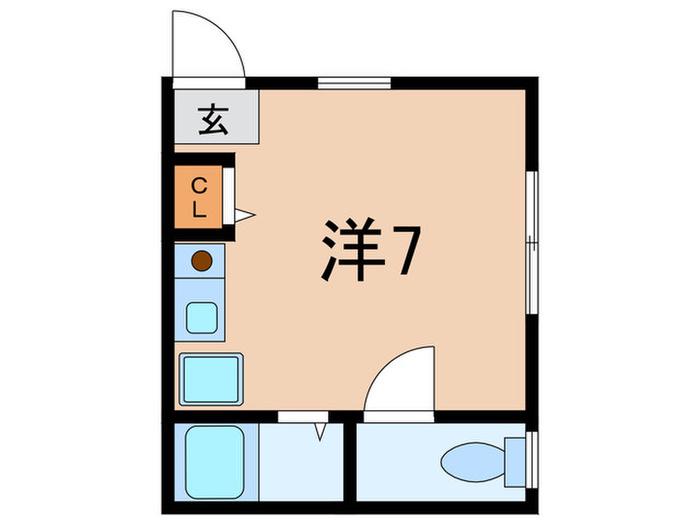 西灘辻ハイツ(ワンルーム/1階)の間取り写真