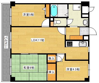ガーデンHATANO(3LDK/3階)の間取り写真