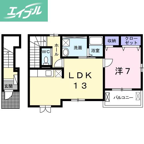 ミューカルム(1LDK/2階)の間取り写真