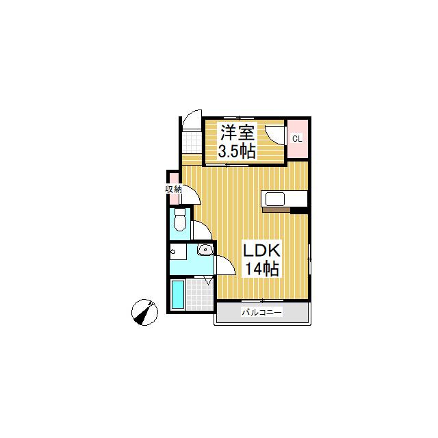 LA TOUR NET.QUATRE(1LDK/1階)の間取り写真