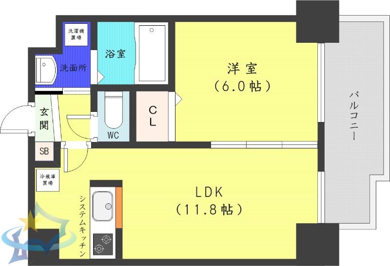 ブロックヒルズ(1LDK/3階)の間取り写真