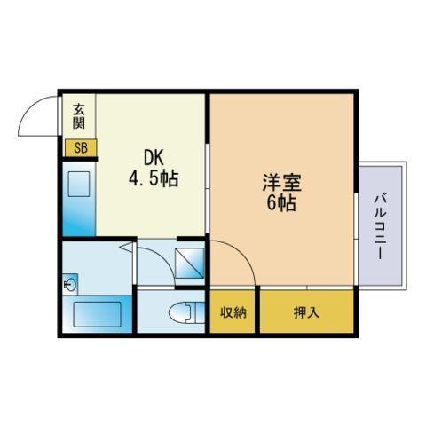 ヴィラウィステリア(1DK/2階)の間取り写真