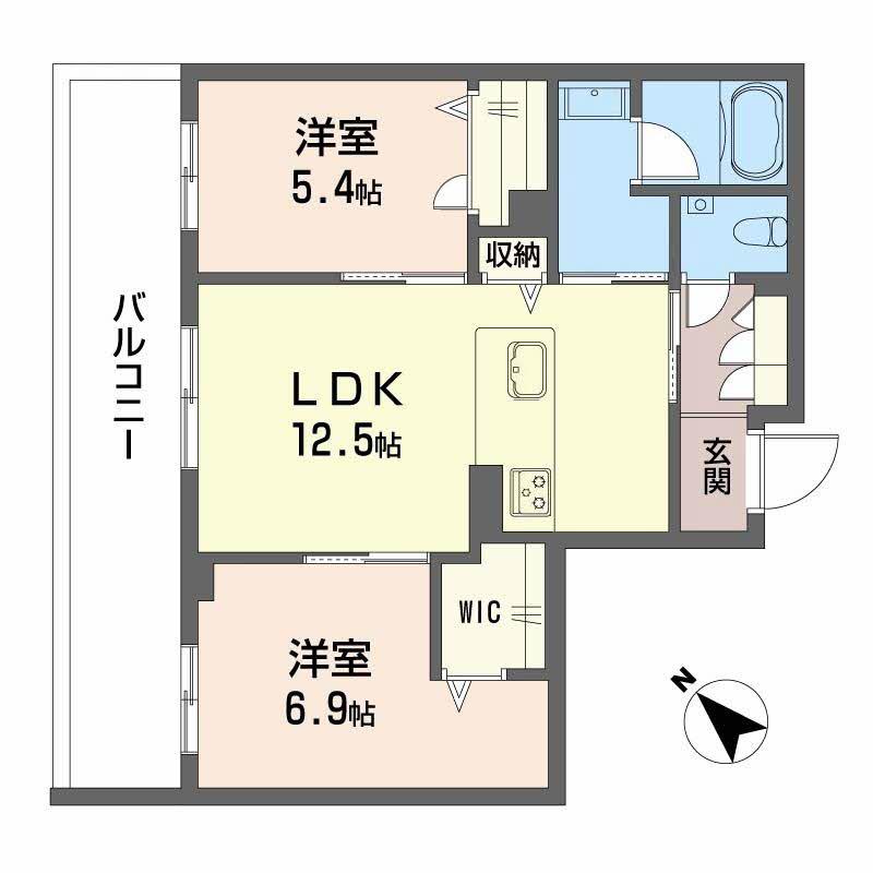 シャーメゾン トレゾール(2LDK/2階)の間取り写真