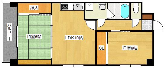 エステート6(2LDK/4階)の間取り写真