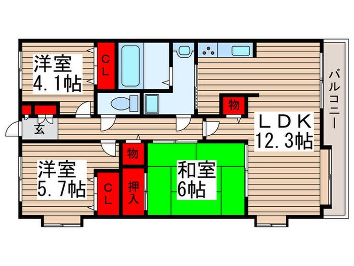 マ・メゾン寿(3LDK/6階)の間取り写真