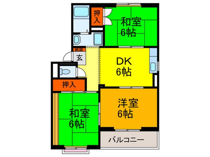 ハイツウッド(3DK/3階)の間取り写真
