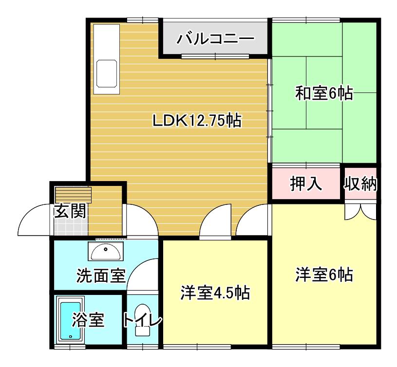 桂山荘(3LDK/2階)の間取り写真
