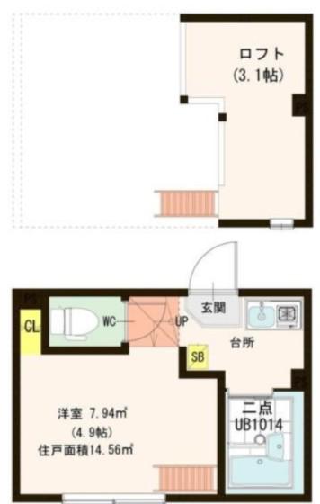 コーポRIN(ワンルーム/2階)の間取り写真