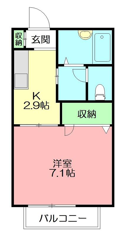 フレア上平塚II(1K/2階)の間取り写真