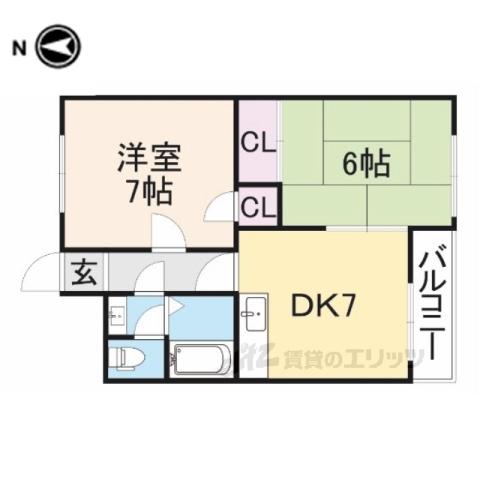 マンション12番館(2DK/2階)の間取り写真