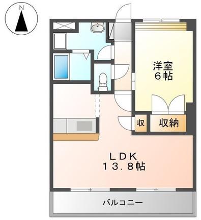 アビスタ北花田(1LDK/2階)の間取り写真