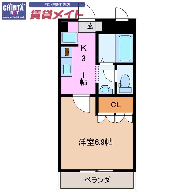 フリーデン(1K/1階)の間取り写真