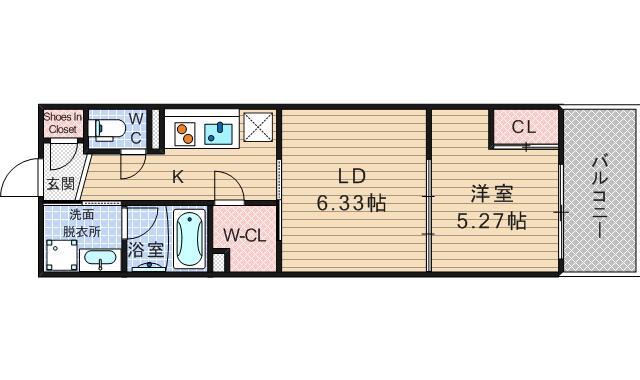ネットフローラ阿波座(1LDK/10階)の間取り写真