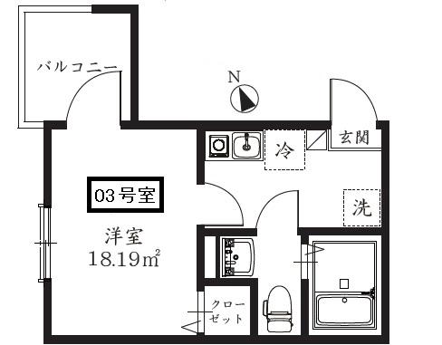 MELDIA関原2丁目NO.19(1K/1階)の間取り写真